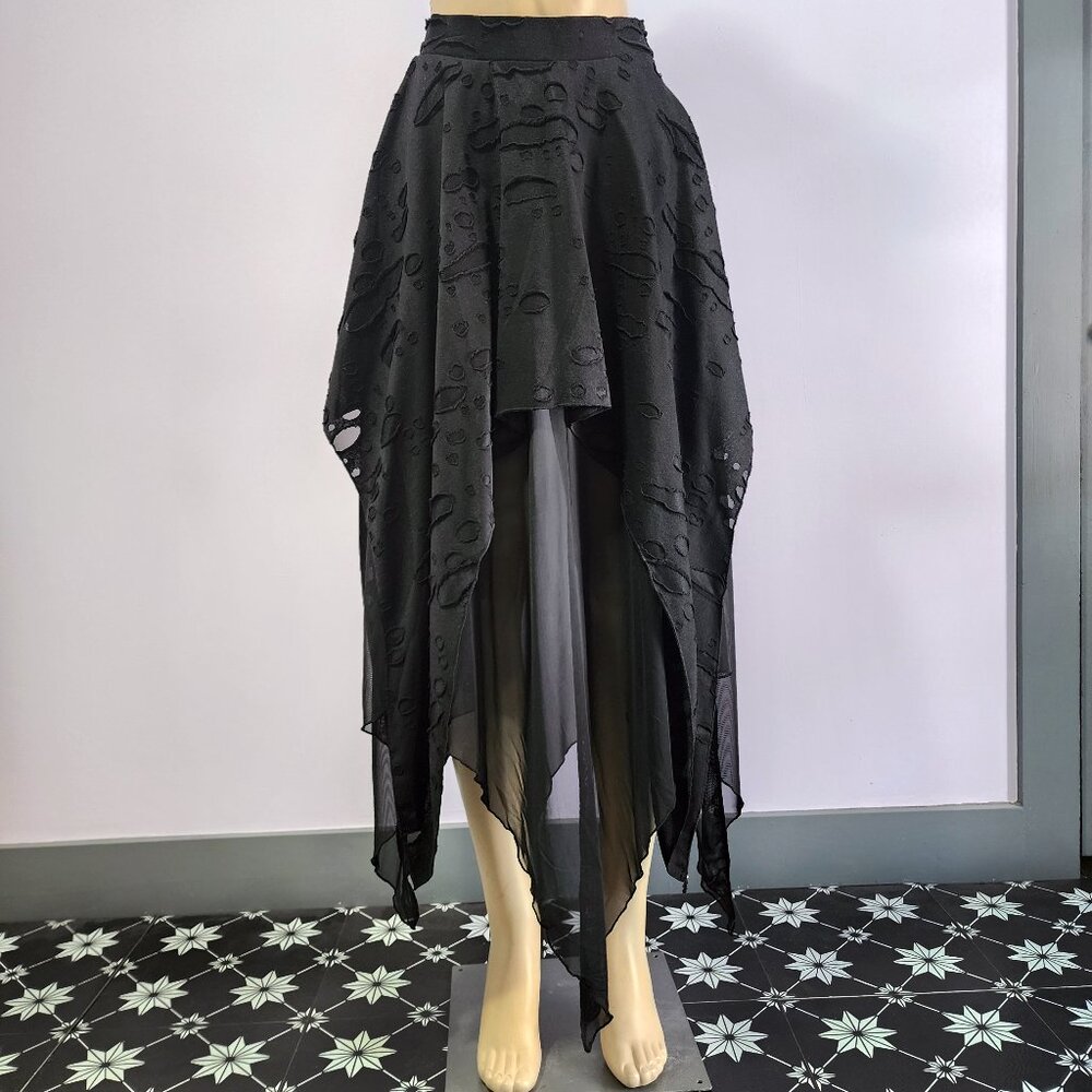 Killstar Kill Star Black Layered Death Valley Witchy Gothic Maxi Skirt Size S